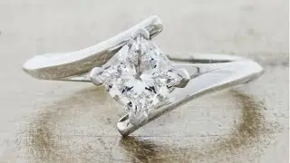 Kylie - Asymmetrical Platinum 1ct Princess Cut Diamond Solitaire Engagement Ring