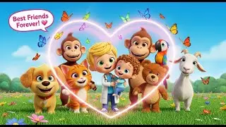 Kids Poem Tiny Doctor Sunny Checks Hearts of Puppy Kitty Monkey Bear & Baby! 🩺💖 Rainbow Butterflies