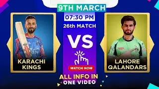 KARACHI KINGS  vs LAHORE QALANDARS  | 26th T20 match prediction | Venue pitch report |#psl2024