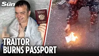 Sick moment Putin's Brit fighter BURNS passport in shocking video