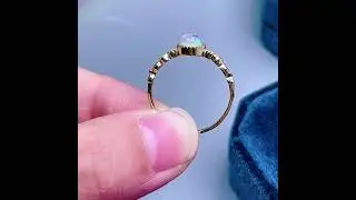 Tree593--Genuine Opal Engagement Ring, Sterling Silver, Vintage Simple Ring, Rainbow Gemstone Ring