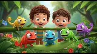 Five Little Baby Chameleons Wiggle Wiggle | Color Learning & Counting Song