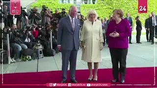 Merkel greets Britain's Prince Charles and Camilla in Berlin
