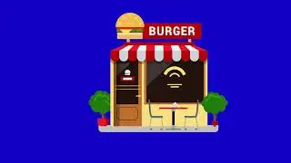 Green Screen-Footage - video animation fast food, burger. Chroma Key, Stocks with blue background.