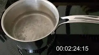 Bringing 4c cold water to a boil on Frigidaire induction stove.