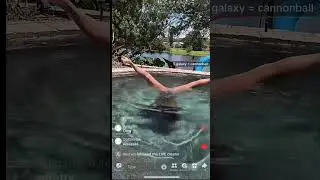 Woman in pool train people in live stream