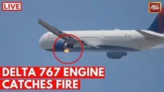 Plane Catches Fire Mid-Air LIVE Updates: Delta's Boeing 767 Engine Catches Fire Mid-Air | News Live
