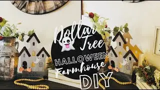 DOLLAR TREE FARMHOUSE HALLOWEEN DIY | LED HAUNTED HOUSE | CUTE & SIMPLY ON A BUDGET
