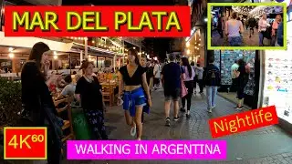4K⁶⁰ 🚶 - 👉 Мар-дель-Плата ночью 🌙 прогулка - Пеший тур -  АРГЕНТИНА - Путешествия - Видеоблог🌟