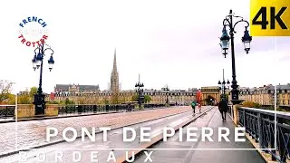 France BORDEAUX 4K Rainy Walking tour 🇫🇷 PORTE DE BOURGOGNE  &mdash;PONT DE PIERRE  &mdash; PARC AUX ANG&Eacute;LIQUES