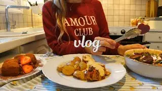 Меню на День святого Валентина 💌 фаршированная курица и провал с виральным печеньем из Дубая 🍓| VLOG