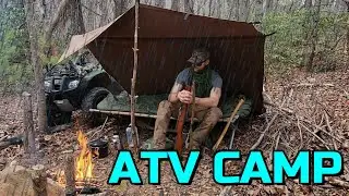 ATV CAMPING In Heavy RAIN | Solo Overnighter | Hot Soup On A Cold Rainy Night