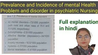 Notes On prevalence and incidence of mental helath problem and disorder in psychiatric Nursing