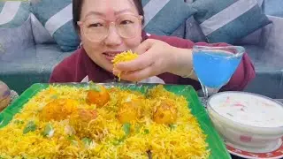 AAJA DHERAI PACHHI // ANDA BRIYANI,RAITA WITH JUICE MUKBANG // BRIYANI #FOOD