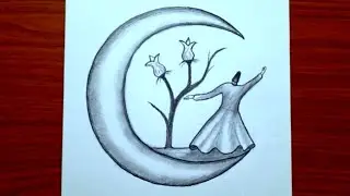 Çok Kolay Semazen ve Lale Çizimi / How to Draw a Sufi Sketch / Kolay Çizimler