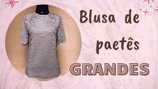 Como fazer uma blusa de tule bordado com paetês grandes
