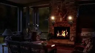 Fireplace calming music - Crackling fire, thunder and Jazz
