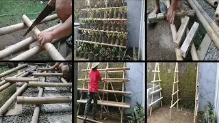 Membuat Rak Bertingkat Untuk Tanaman dari Bambu Bekas Ngecor