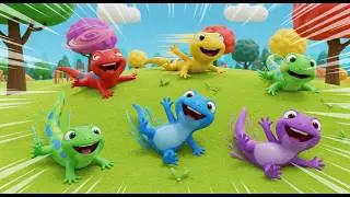 Five Little Salamanders Slide Slide Slide | Nursery Rhymes for Kids & Baby Songs