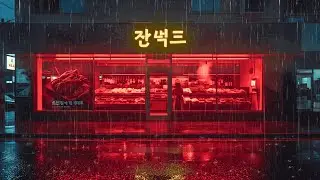 The Sound of Rain Beneath Red Neon Lights 🌧️ Urban Lofi Ambience