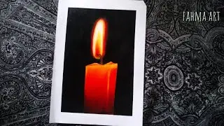 realistic  candle drawing with colour pencils / easy drawing tutorial for beginners / fahma art