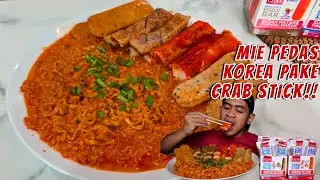 MUKBANG MIE PEDAS KOREA JUMBO PAKE CRAB STICK !!!