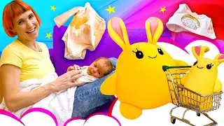 New clothes for toy rabbit Lucky & baby boy - Videos for kids with babies & toys for kids