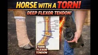 Horse with a torn, deep flexor tendon
