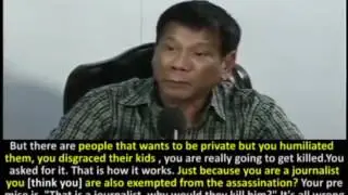President Elect Mayor Duterte Interview with regards to Journalist Killings (with subtitles)
