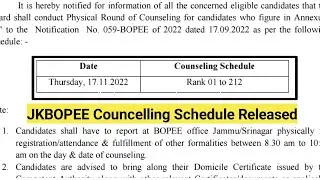 JKBOPEE Released Councelling Schedule For MSC Nursing Courses 2022✅