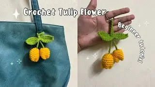 Easy Crochet Tulip Flower Keychain 🌷 | Step by Step Tutorial for Beginners | Bagcharm 