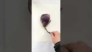 monoprinting a large magnolia flower