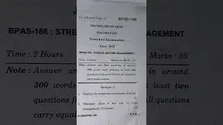 BPAS 186 (Stress and time management) June 2025 question paper #shorts #ignou