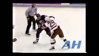 NHL Feb. 8, 1991 Randy McKay,DET v Mick Vukota,NYI Detroit Red Wings New York Islanders