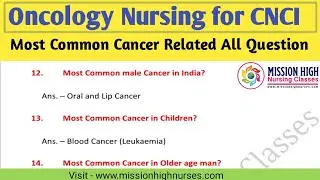 Most Common Cancer Related all Questions for CNCI Staff Nurse Exam,Most Common Cancer in world&India
