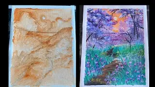 How to draw landscape painting/#004/Spring landscape/Acrylic painting/KellyArt
