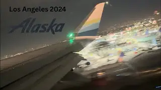 Beautiful Night Takeoff from Los Angeles on Alaska Airlines Embrarer E175