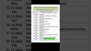 Tentative Date Sheet | IGNOU MA Sociology December 2024 #ignouexam #ignousociology