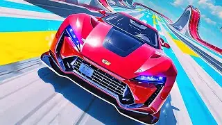 Невероятные гонки на спортивных автомобилях 3D-симулятор, экстремальные трюки на мегарампе, игра ...