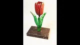 КРАСНЫЙ ЦВЕТОК ТЮЛЬПАН. RED TULIP. 3D модель любви и красоты. Акриловые красители. 3D model of love.