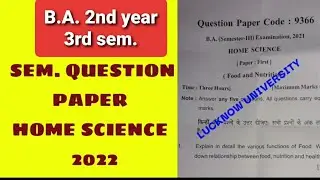 b.a. 2nd year 3rd sem. home science question paper  2021||PAPER 1 FOOD AND NUTRITION