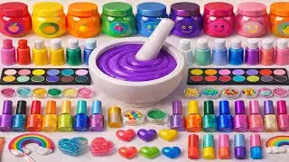 Satisfying Slime ASMR Video | DIY How to Make Rainbow Glossy Makeup Cosmetic Color Glitter Slime