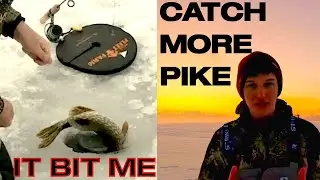 IT BIT ME! Ice Fishing Pike All Day with Jaw Jackers (How To)