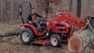 Уборка дуба с помощью Stihl 400 и трактора Branson 2400 ms400 400c 400cm
