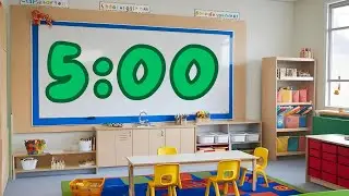 5 Minute Classroom Timer - Timer Five Minutes Chalkboard Timer - 5 Min Timer no music