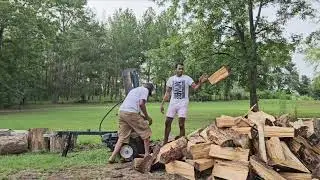 Splitting #wood for the winter #manuallabor #country #barefoot