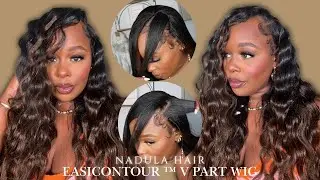 UPGRADED V-Part | Affordable EasiContour Brown Ombre Yaki Wig |Magic V-line+Drawstring | NADULA HAIR
