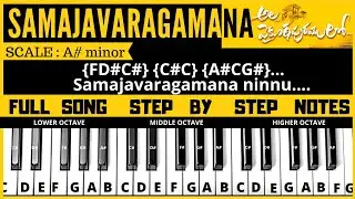 Samajavaragamana Song | piano / keyboard music notes tutorial | ala vaikunthapurramlo