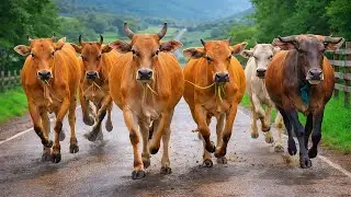 Video puluhan sapi lembu jinak berlari penuh keceriaan ketika memasuki kawasan hutan pegunungan desa