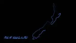 4k No Copyright New Zealand Map Glowing Outline | Loop Animation |